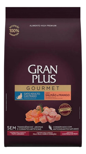 Ração Gato Castrado Gourmet Salmão E Frango 10,1kg Gran Plus