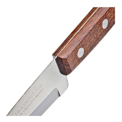 Imagen 3 de 10 de Cuchilla De Cocina Tramontina Cabo Madera 6'' 28 Cm