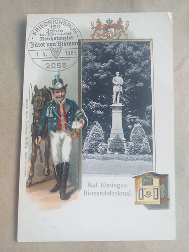 Alemania Antigua Postal Bad Kissingen Bismarchdenkmal