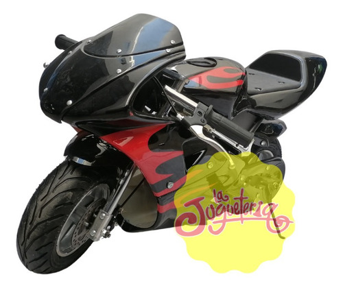 Imagen 1 de 5 de Mini Moto Pocket 50cc 2t Negra Con Flamas