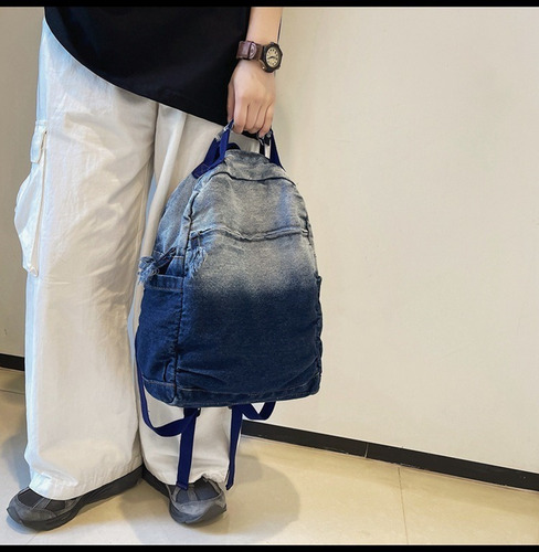 Mochila De Lona De Mezclilla Mochila Escolar For Hombres Y