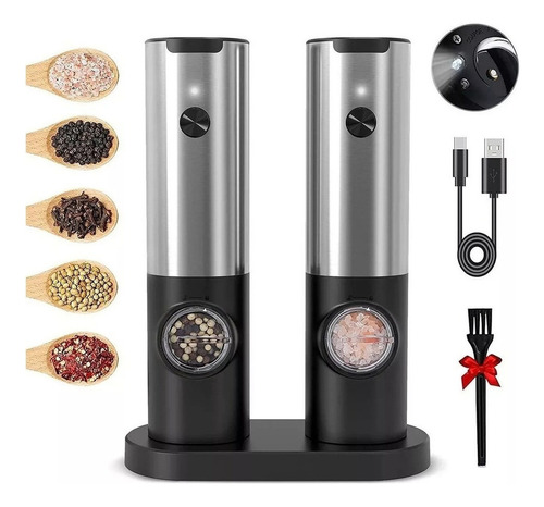 Rechargeable Electric Salt And Pepper Grinder Set . .