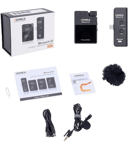 Sistema Microfone Lapela Comica Boomx-d Uc1 Smartphone Usb-c Cor Preto