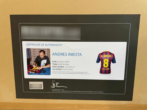 Marco Andrés Iniesta Autógrafo Certificado Icons 79x90cm (Usado)
