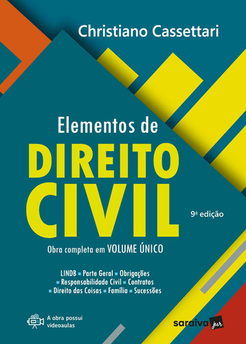 Elementos de Direito Civil - 9ª Edição 2021, de Cassettari, Christiano. Editora Saraiva Educação S. A., capa mole em português, 2021