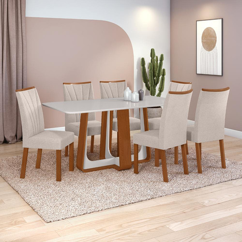 Conjunto Sala De Jantar Mesa Easy Pop 170x90 6 Cad Confort