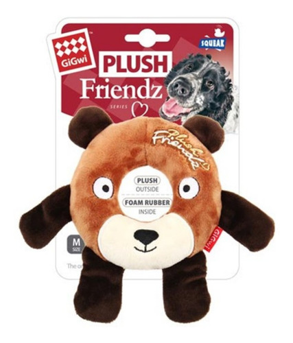 Juguete Para Perros Oso Push Friendz Medium Color Marrón claro