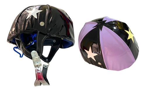 Casco Para Jockey Equitacion Turf Charolado Simil Cuero