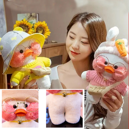 Peluche De Pato Lalafanfan Con Ropa, Regalo De Cumpleaños, 3