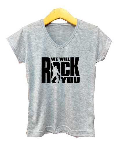 Remera Escote V Mujer Queen We Will Rock You
