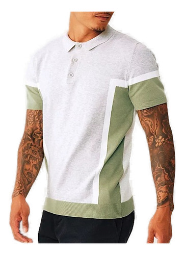 Camisa Azul Delgada Casual De Manga Corta Tejida Bk0006