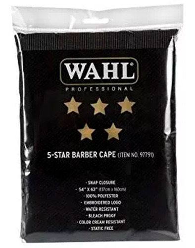 Wahl Professional Barber Cape 5 Estrellas Negra 