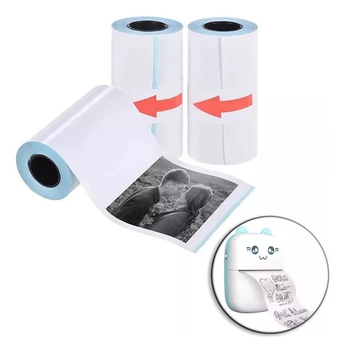 3 Rollos Papel Adhesivo Impresora Térmica 57x30mm Etiquetas