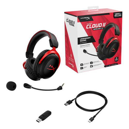 Auriculares gamer inalámbricos HyperX Cloud II Wireless HHSC2X-BA rojo