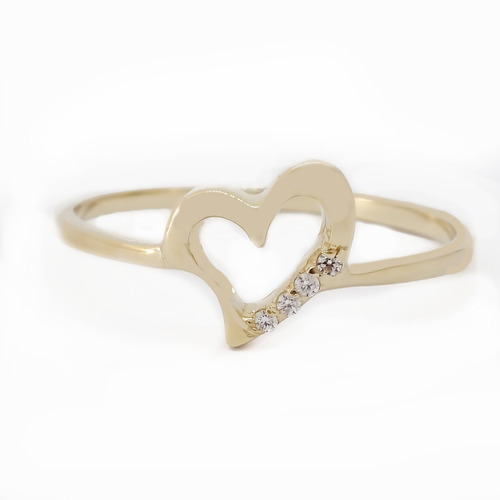 Amor Eterno - Anillo Corazón Smile / Oro 10k Solido