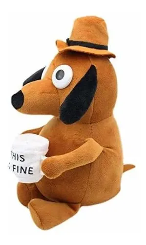Peluches Peluche This Is Fine Dog Meme Plush Toy Funny C