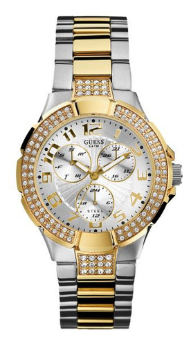 Reloj Guess Mujer W16563l1 Color Dorado Plata Brillantes