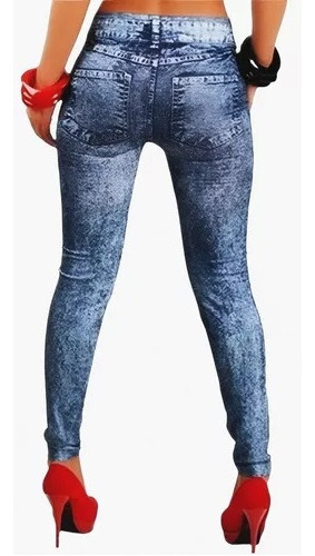 Leggin Tipo Jeans De Mezclilla Licra Afelpada Por Dentro 