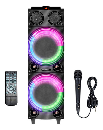 Parlante Torre De Sonido Gadnic Bluetooth Karaoke 8000w Color Negro