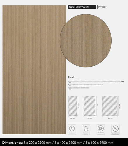 Dk Wallpanel Roble Tipo Madera 290x20x9 90227