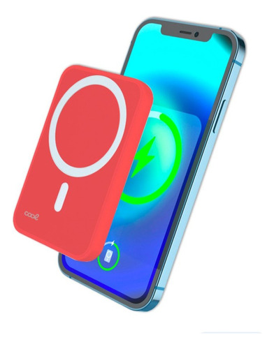 Cargador Inalambrico iPhone Bateria Externa Magnetica Roja