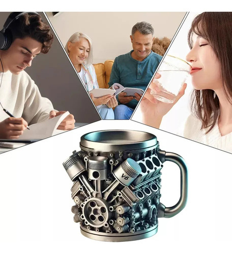 N Taza De Acero Inoxidable Con Motor V8, Tazas Realistas