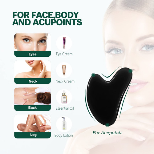 Herramienta Facial Gua Sha Con Piedra De Jade Natural Gukoy