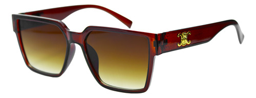 Lentes De Sol Para Mujer Color Cafe Gafas Con Detalle Dorado