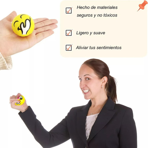 24 Pelotas Emoji Maquinitas Esponja Suaves Estrés Mayoreo