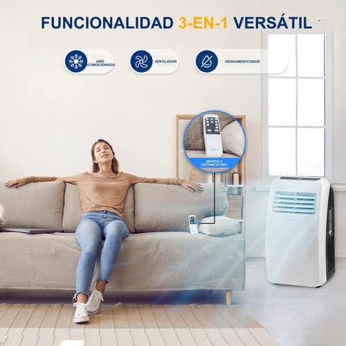 Aire Acondicionado Portátil 8000 Btu Serenelife 3 En 1 Slpac Blanco