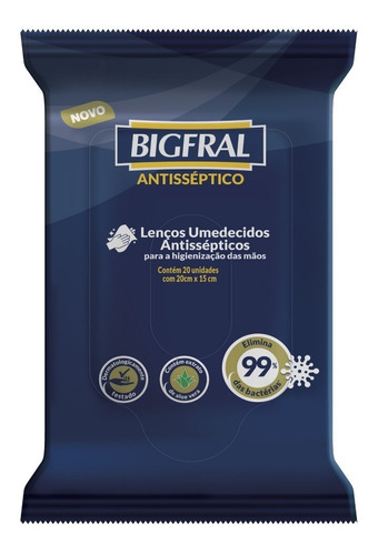 Imagem 2 de 5 de Kit Lenço Umedecido Antisséptico Bigfral 16cmx75cm 720 Uni