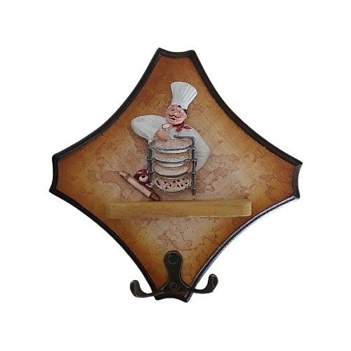 Figura Decorativa De Madera Colgador Chef/runn