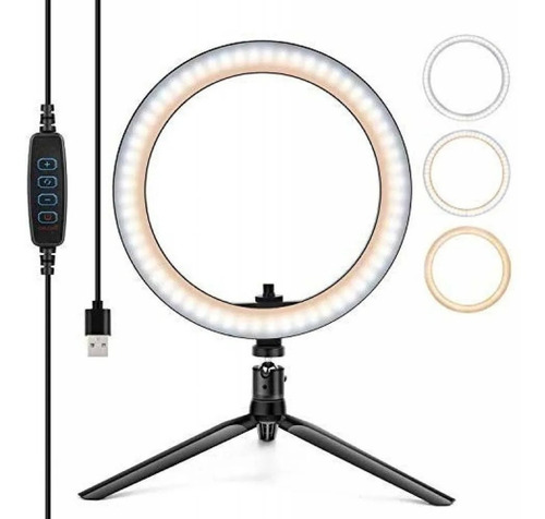 Imagen 4 de 10 de Aro De Luz Led 10 Pulgadas 26cm Con Tripode Kanji Py-26d Lh