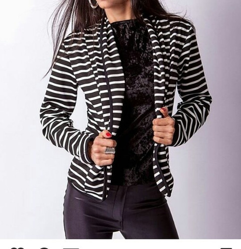 Casaso Blazer Feminino Listrado Lançamento Moda Inverno