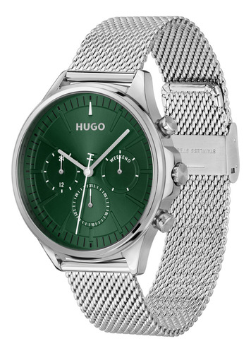 Hugo Reloj Hombre 43 Mm Multifunción Mesh 1530409 Plata Correa Plateado