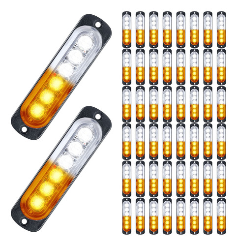 50 Luz Led Estroboscopica Emergencia Ambar Blanco 6 Para Atv