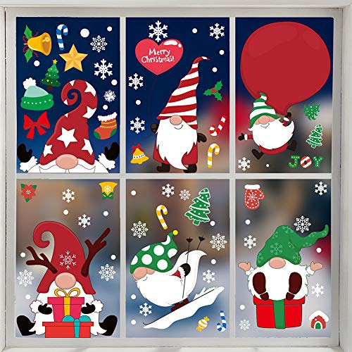 206pcs Christmas Gnome Window Cling,xmas Tomte Gnome El...