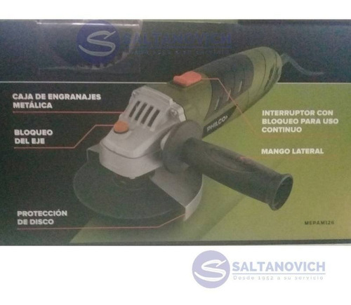 Imagen 3 de 8 de Amoladora Esmeriladora Angular Philco Mepam126 710 Watts