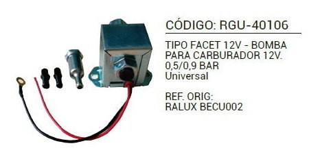 Bomba De Combustible Tipo Facet 12v - Bomba Para Carburador