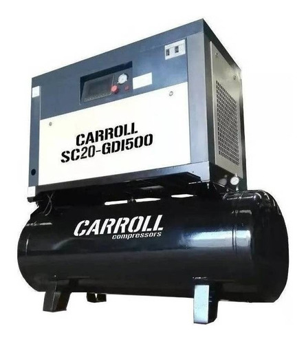 Compresor de aire eléctrico Carroll CAR-SC20-GDI500 trifásico 500L 20hp 220V 60Hz negro