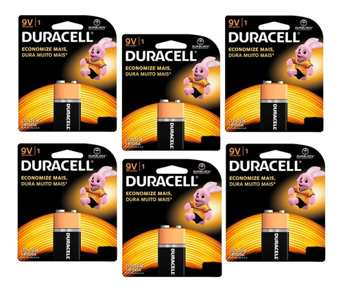 Kit Com 6 Baterias 9v Pilha Duracell Alcalina Combo Original