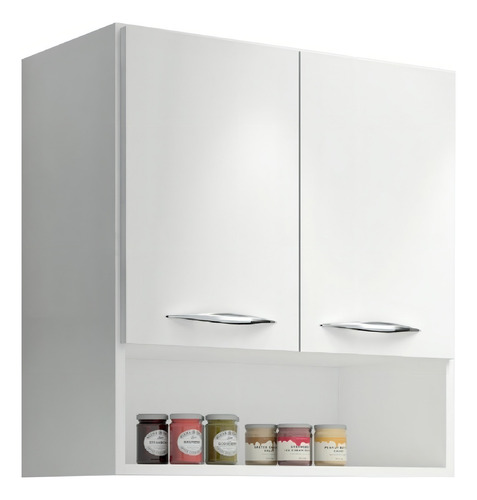 Mueble de cocina con 2 mostradores de pared con separadores, 1,50 m, color blanco