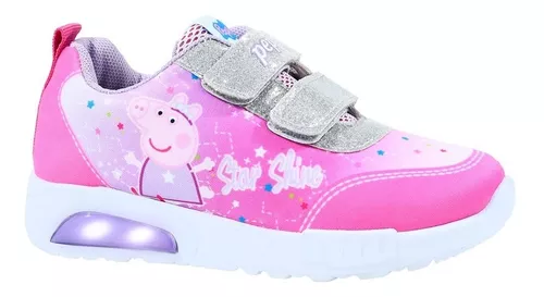 Zapatillas Peppa Pig Footy Linea Led Abrojo Fucsia