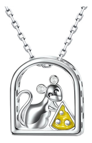 Collar Plata 925 Raton Hamster Mascota Joya Mujer