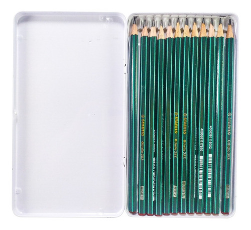 Imagen 2 de 3 de Lápiz De Dibujo Othelo X 12 Caja Metalica Stabilo