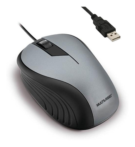 Mouse Com Fio Multilaser 1200 Dpi Usb Cinza + Preto - Mo225