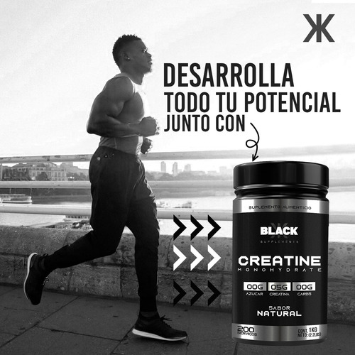 Black Supplements Creatina Monohidratada 1kg 200 Servs Sin Sabor