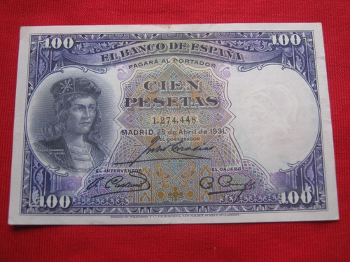 España 100 Pesetas 1931 Fernández De Córdoba 