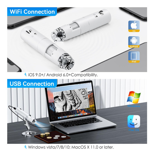 Microscópio Portátil De Bolso Wifi Skybasic 50x-1000x Magnif