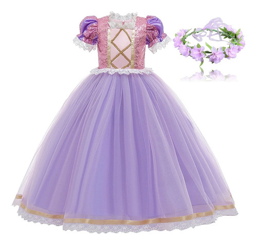 Vestido De Fiesta De Princesa Para Niños  Con Mangas Abullon